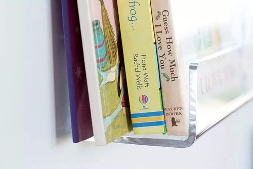 CY Craft Clear Acrylic Floating Shelves - 15 Inch Wall Mounted Storage Ledge | Set of 4 for Kitchen, Bathroom, Office