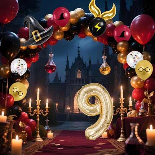 40-Inch Number 9 Magic Wizard Party Balloon Set - Sparkle Theme Decor