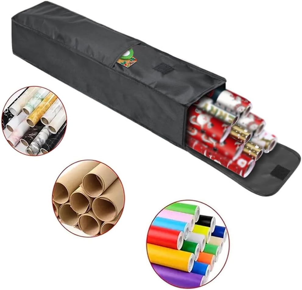 Wrapping Paper Storage Bag - 31'' Organizer for 9 Standard Rolls | Gift Wrap Holder with Pocket for Crafts