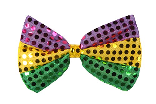 Beaded Mardi Gras Ties - 13" Green, Gold & Purple Set of 2