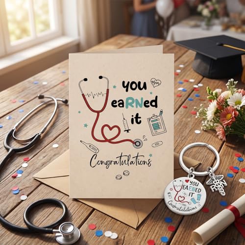 Nurse Graduation Gift Set - Keychain & Card for New Nurses 2026