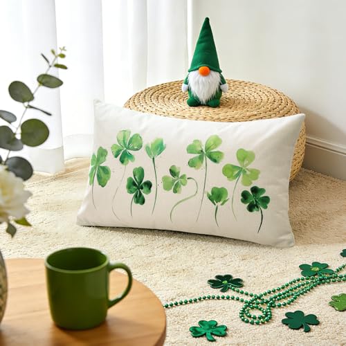 Artscope St. Patrick's Day Lucky Clover Throw Pillow Cover 12x20