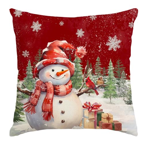 RABUSOFA Christmas Snowman Pillow Cover 18x18 - Holiday Decor