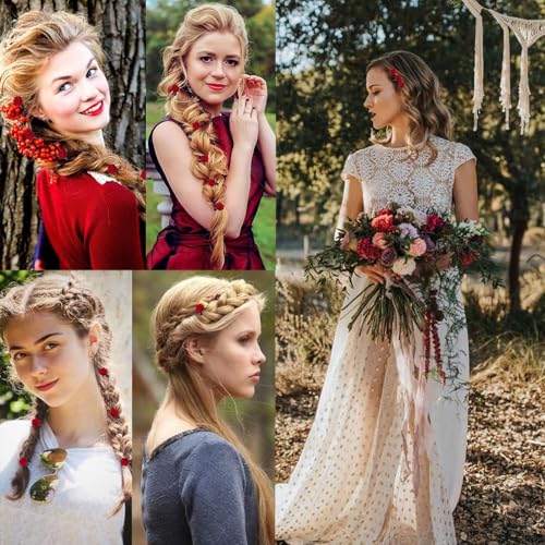 ASVNRES Red Rose Hair Clips 10-Pack Mini Flower Hair Barrettes and Pins