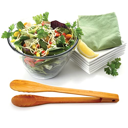Norpro 12-Inch Bamboo Kitchen Tongs - Heat-Resistant Serving Utensil