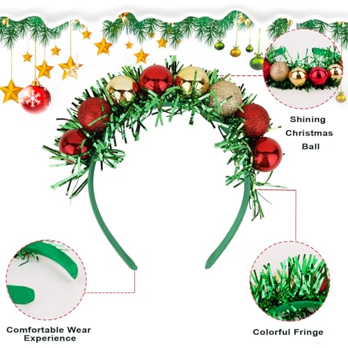 CURASA Green Christmas Disco Ball Headband for Women Holiday Party Hair