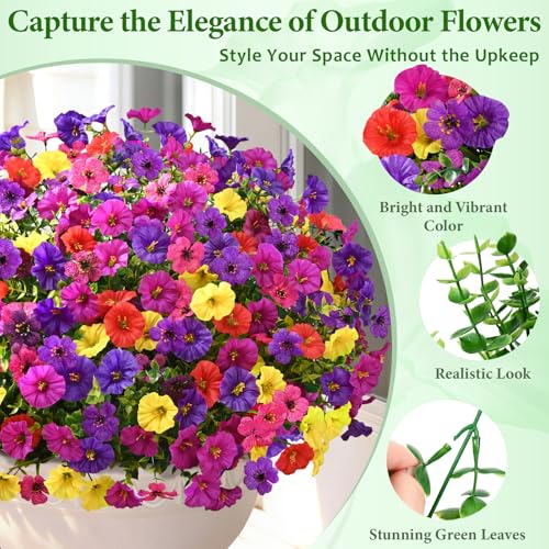 Artificial Outdoor Flowers - 36 Bundles Realistic UV-Resistant Fake Flowers for Garden & Porch