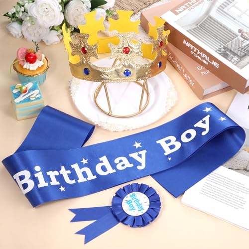 Birthday Crown Party Set with Sash and Pin for Celebrations