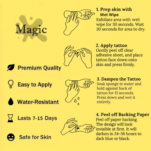 Boldink Semi-Permanent Angel and Lion Temporary Tattoos Waterproof Realistic
