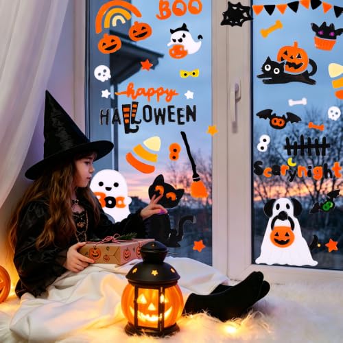 JOICEE Halloween 3 Gel Window Clings Set - Spooky Glass Decor, 6 Sheets