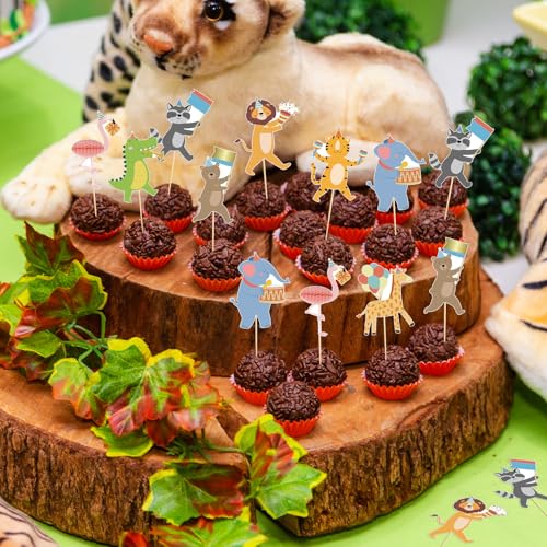 Safari Jungle Animal Cupcake Toppers - 40 Pcs for Kids Parties