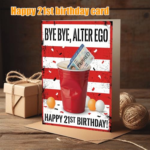 Funny 21st Birthday Card - Finally Legal Fake ID Joke Design with Envelope