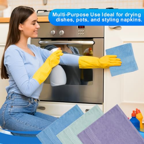 100% Cotton Wash Cloths 3 Pack - Sky Blue, Mint Green, Lavender