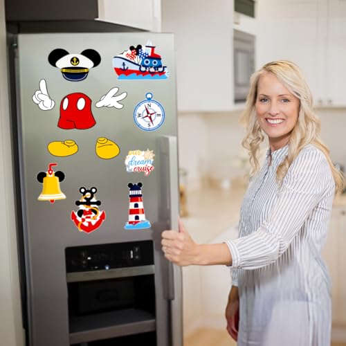 12Pcs Yellow Captain Mouse Cruise Door Magnets - Fun Stateroom Decorations