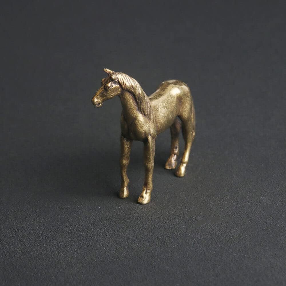 TEAMWILL Brass Horse Figurines - Elegant Animal Statues for Home or Office Décor | Small Size
