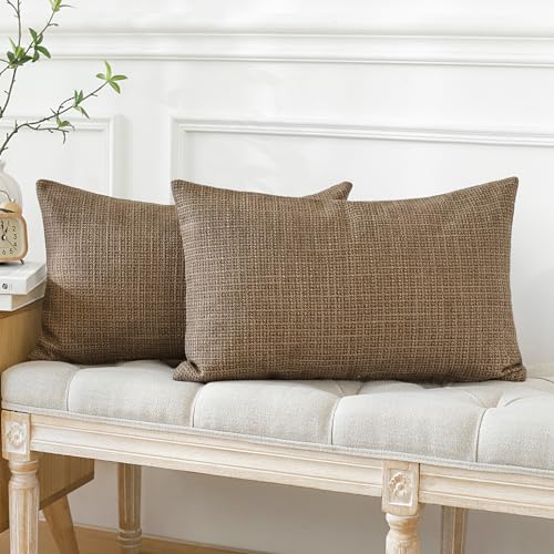 OTOSTAR Pack of 2 Coffee Brown Throw Pillow Covers 12x20 Inch
