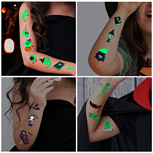 Awinmay Glow in the Dark Halloween Temporary Tattoos for Kids, 360 Pcs