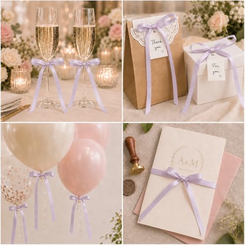 Purple Satin Ribbon Bows - 30 Pack Pre-Tied Cake Toppers