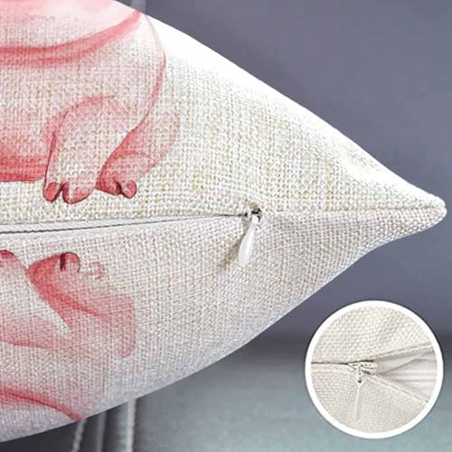 Smooffly Watercolor Pig Throw Pillow Cover, 12x20 Inch Cotton Linen Cushion