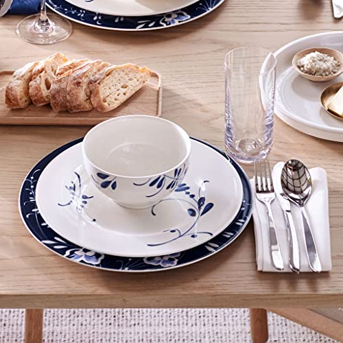 Villeroy & Boch Old Luxembourg Brindille Rice Bowl, 25 oz, Premium Porcelain, White/Blue