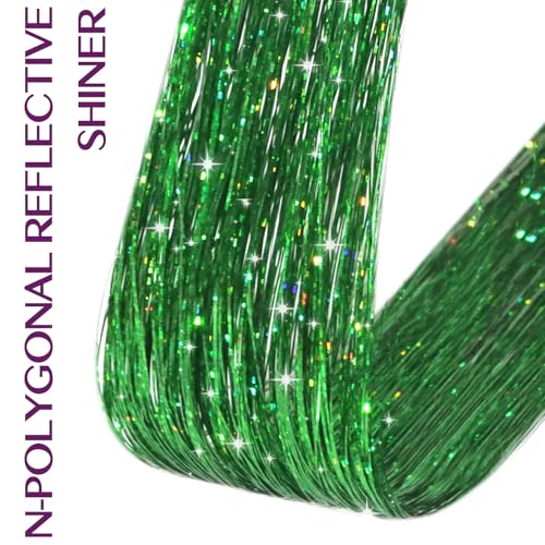 IDN Beauty Green Hair Tinsel Clip In Extensions 24 Inch 6 Pcs