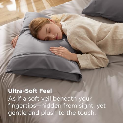 Bedsure Queen Pillow Cases Set of 2 - Light Grey 20x30 Inches
