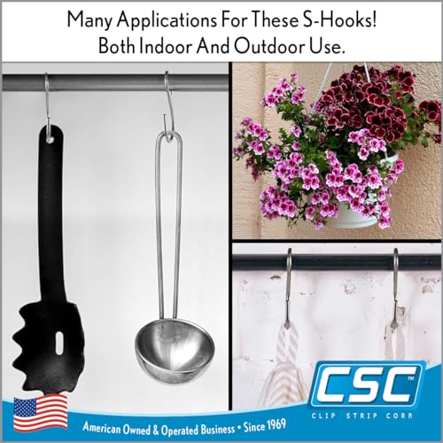 100 Pack Stainless Steel S Hooks for Hanging Plants & Utensils