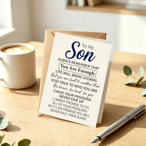 Inspirational Greeting Card for Son - You Are Enough Keepsake (Son-HK-KC121)
