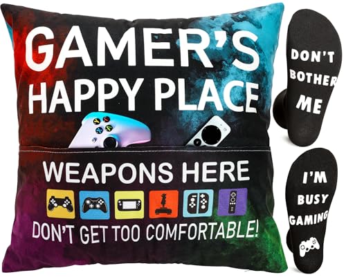 Gamer Pillow Cover & Socks Set - Fun Gifts for Teens and Men