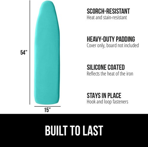 GORILLA GRIP Ironing Board Cover & Pad - Scorch Resistant Silicone Coating, 15x54" Quatrefoil Design