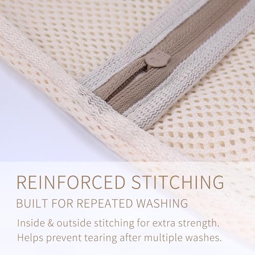 Muchfun Soft Cotton Mesh Laundry Bags for Delicates - 3 Sizes Included