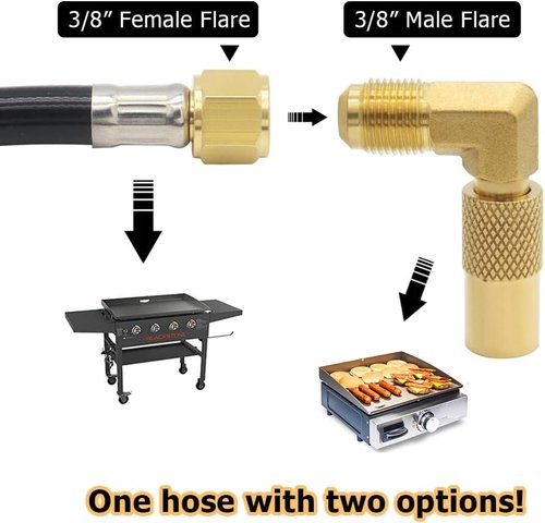 Hooshing 6FT Propane Regulator Hose - 3/8" Flare Elbow Adapter for Blackstone Griddles