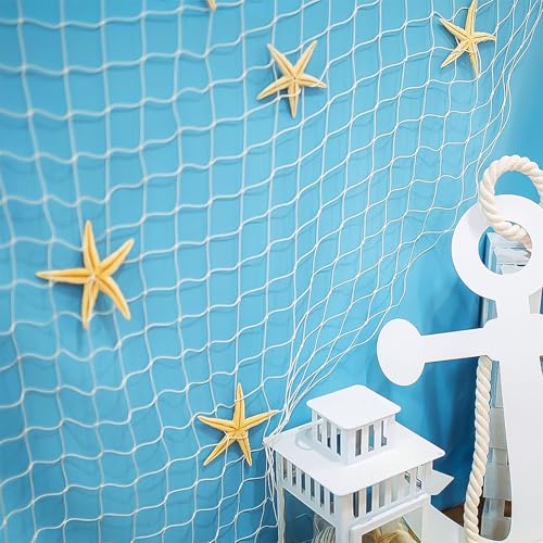 Natural Cotton Fish Net Decorations for Nautical Parties - 79x39in