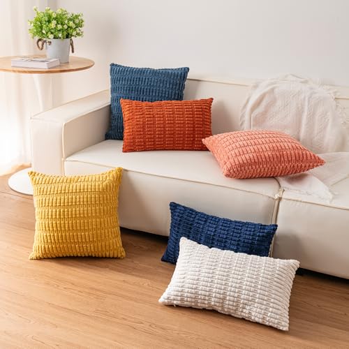 Corduroy Decorative Throw Pillow Covers 26x26 Inch Pack of 2 Light Brown
