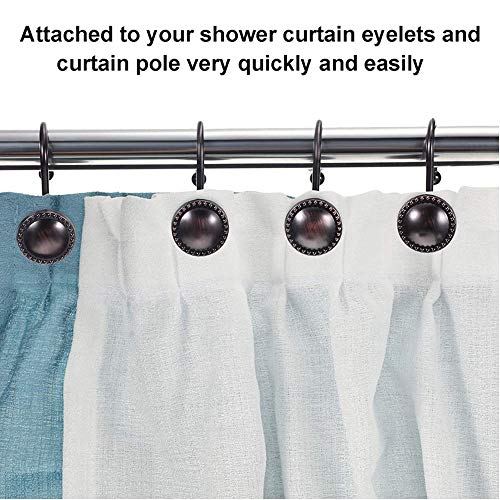 Oil Rubbed Bronze Shower Curtain Hooks - 12 Rustproof Metal Rings