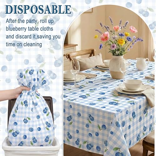 Blueberry Disposable Tablecloths - 3 Pack, 54"x108" Summer Design