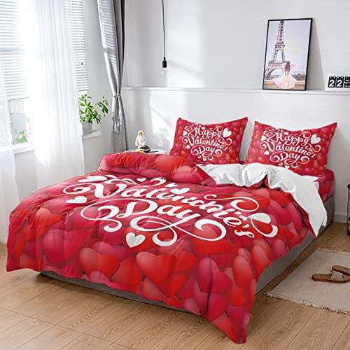 Valentine's Day Queen Bedding Set - Soft Microfiber Duvet Cover & Sheet