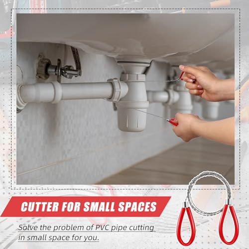 4 Pcs Stainless Steel Cable Saw, Metal Wire Saw Hand Pocket String Emergency Survival Rope Cutting Tools PVC Pipe Cutting Tool for Wood Camping Hiking Hunting, 23.62 Inch(Red)