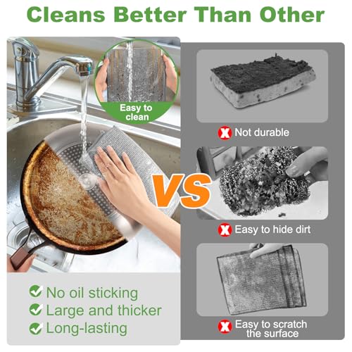 Jeymei Non-Scratch Wire Dishcloths - Multipurpose Cleaning Rags, 10-Pack