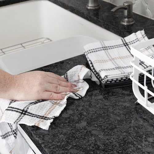 T-Fal 100% Cotton Waffle Dish Cloths - 12"x13" Kitchen Towels (8-Pack, Neutral)