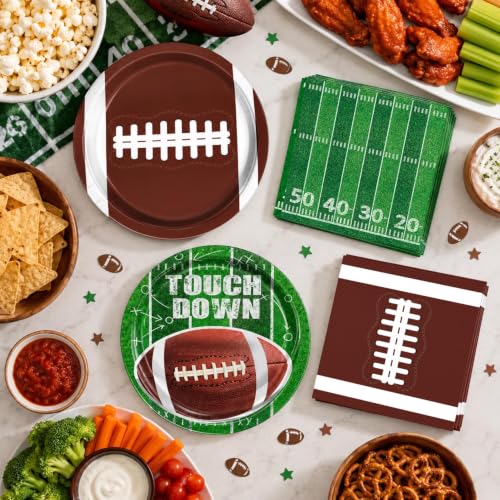 48-Piece Football Party Plates and Napkins Set for Game Day Birthday