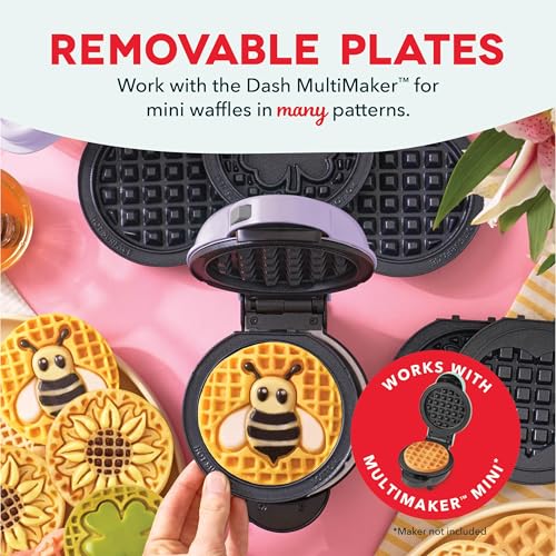 Dash MultiMaker® Mini Waffle Plate Set - Sunflower & Bee Design, Nonstick, 4-Inch, Two-Pack (Replacement Plates for Waffle Maker Not Included)