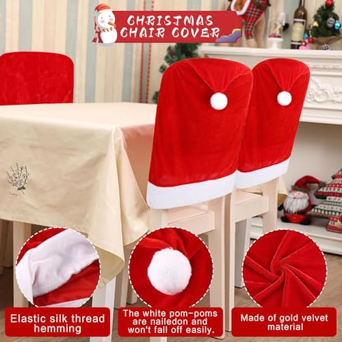 Christmas Santa Hat Chair Covers Set of 2 - Festive Holiday Decoration