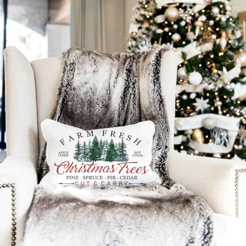 Farm Fresh Christmas Trees Pillow Cover 12x20 - Holiday Cushion Case