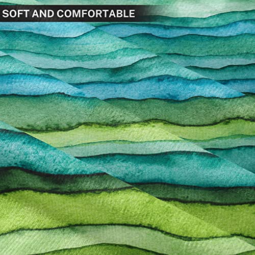 Golee Abstract Blue & Green Wave Throw Pillow Cover, 18x18 Inch Velvet