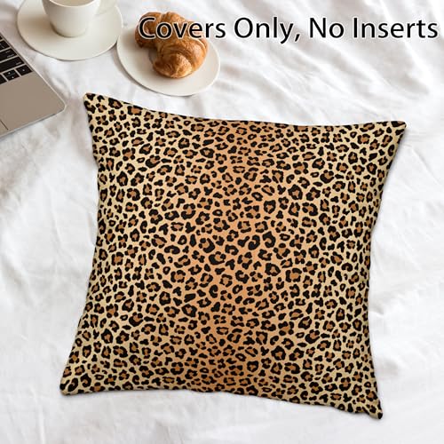Cheetah Print Throw Pillow Covers - Brown Leopard, 18x18 in, Pack of 2