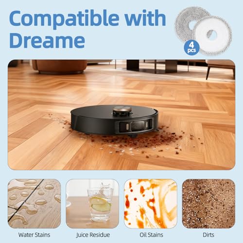 4-Pack Microfiber Mop Pads for Dreame L40 Ultra & Robot Vacuum Models