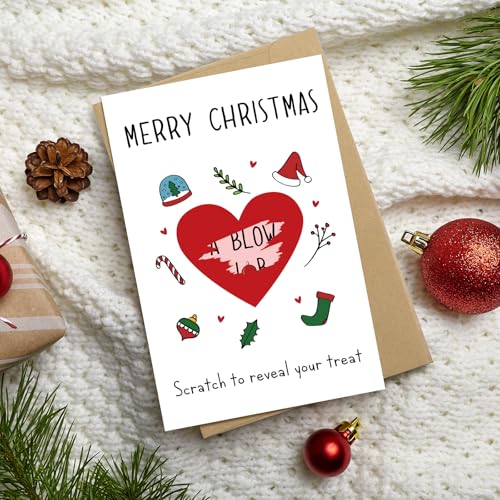 Funny Scratch Off Christmas Card for Husband Boyfriend - Rude Pun Xmas Card
