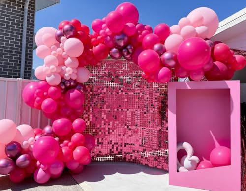 Pink Balloon Arch Kit 162pcs for Party Decorations - Hot Pink & Confetti Balloons