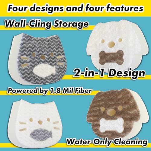 2-in-1 Dog Face Sponge Set for Kitchen & Bath - Detachable Scrubber